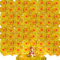 Ganesh Chaturthi Decoration Set, 216x216 cm, 64 Crepe Paper Flowers (27x27 cm), Brocade Table Cloth (150x100cm) (Yellow))