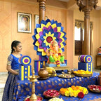 Blue Singhasan Decoration Set for Ganesh Chaturthi | | Self Assemble Decoration Set | 200cm x150cm size