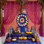 Blue Singhasan Decoration Set for Ganesh Chaturthi | | Self Assemble Decoration Set | 200cm x150cm size
