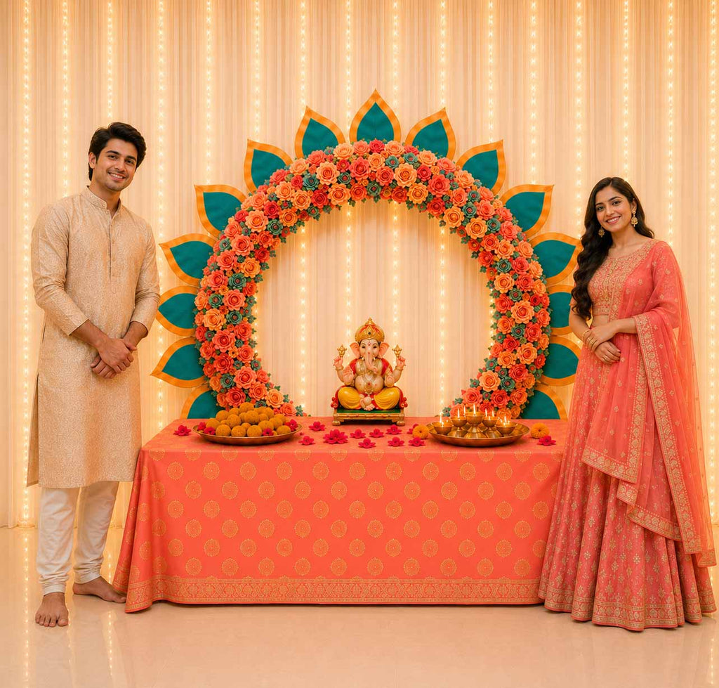 Peacock Self-Assemble Metal Circular Backdrop | Circular Backdrop | Ganesh Chaturthi