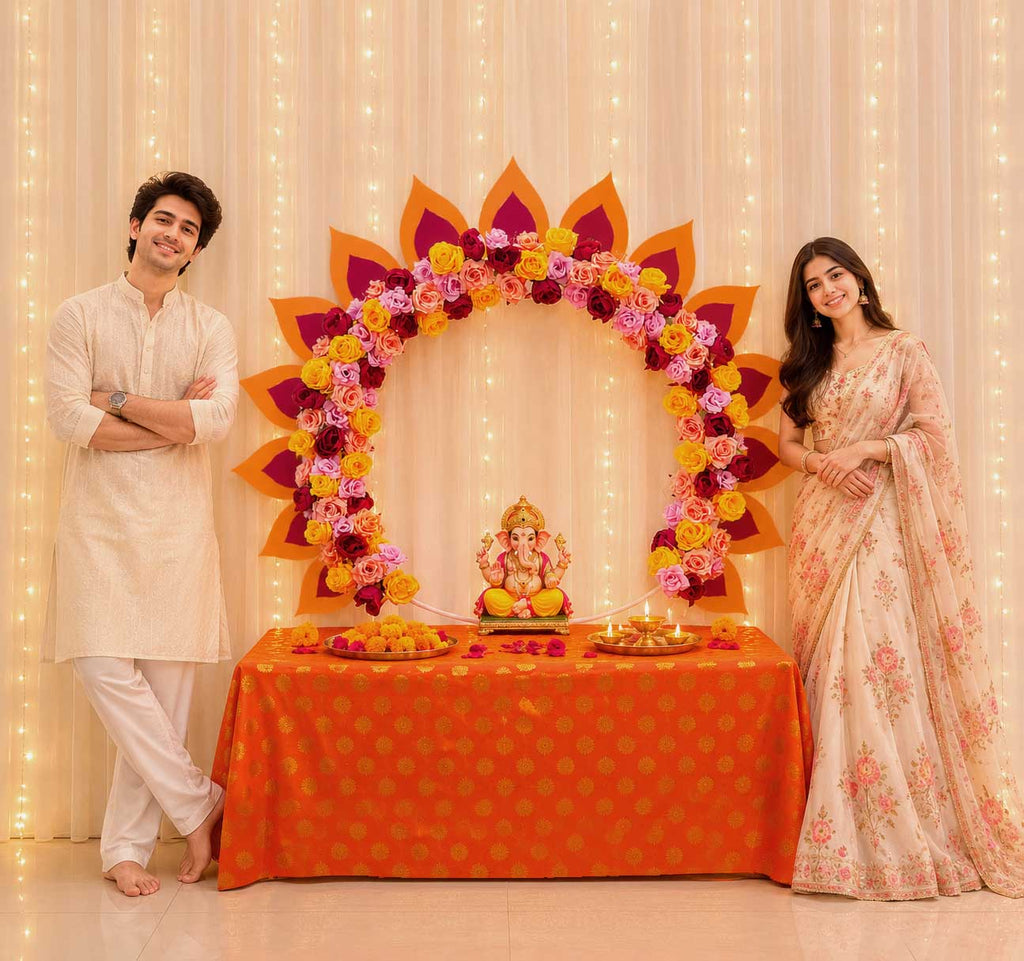 Peacock Self-Assemble Metal Circular Backdrop | Circular Backdrop | Ganesh Chaturthi