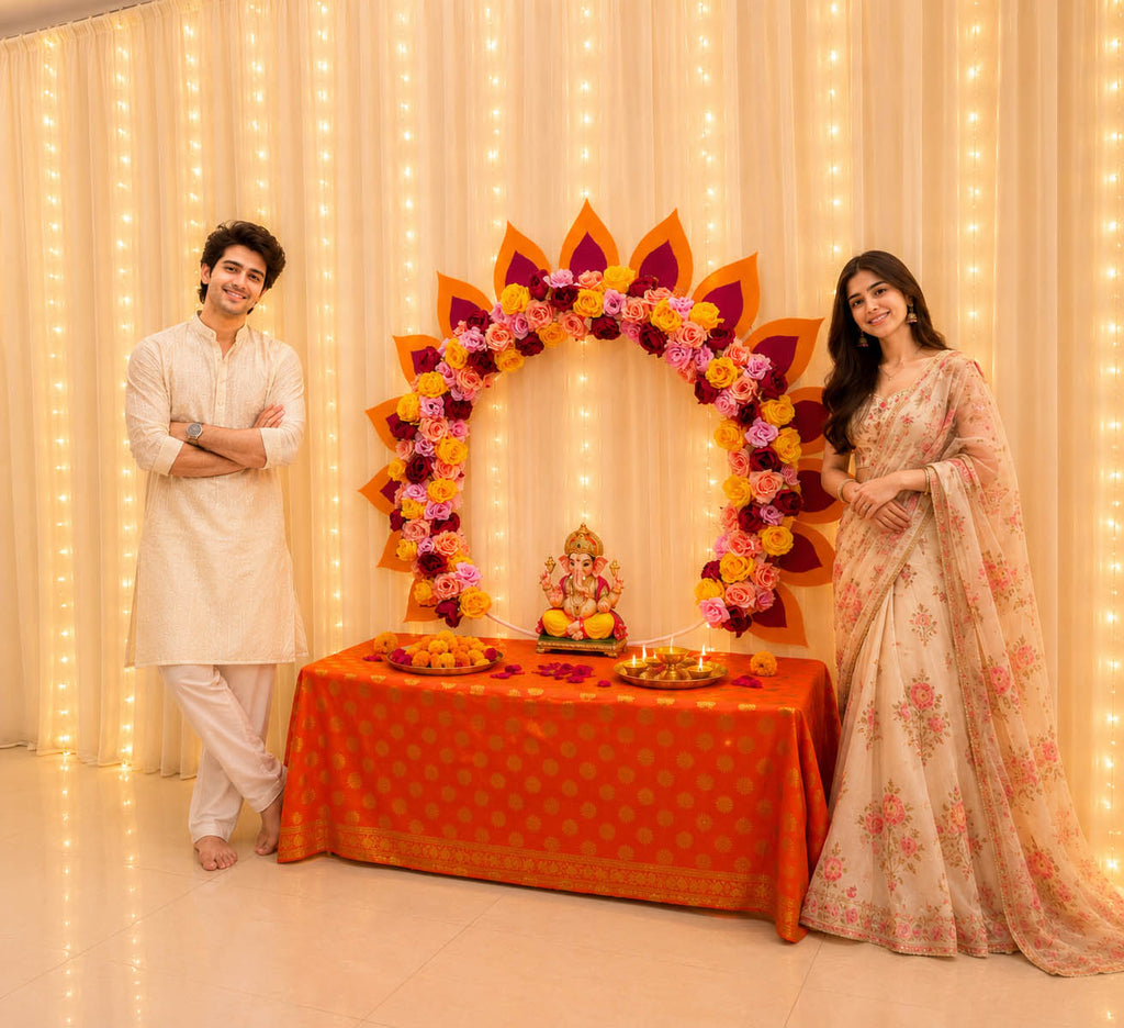Peacock Self-Assemble Metal Circular Backdrop | Circular Backdrop | Ganesh Chaturthi
