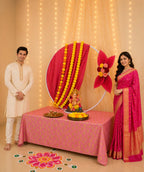 Royal Lotus Moon Circular Metal Backdrop Set | Ganesh Chaturthi