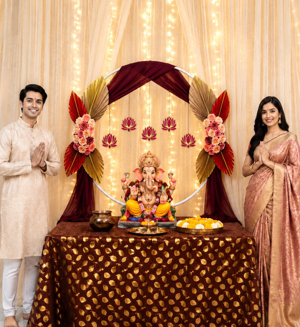 Siddhivinayak Elegance Circular Metal Backdrop | Ganesh Chaturthi