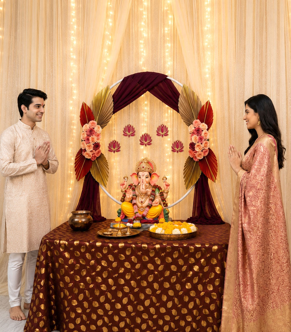 Siddhivinayak Elegance Circular Metal Backdrop | Ganesh Chaturthi