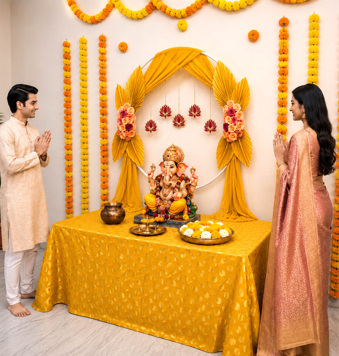 Siddhivinayak Elegance Circular Metal Backdrop | Ganesh Chaturthi