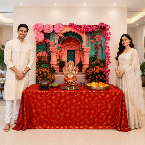 Coral Palace Arc Theme | Ganesh Chaturthi Decoration Backdrop