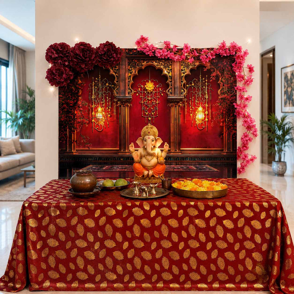 Laal Tilak Palace Arc Theme | Ganesh Chaturthi Decoration Backdrop