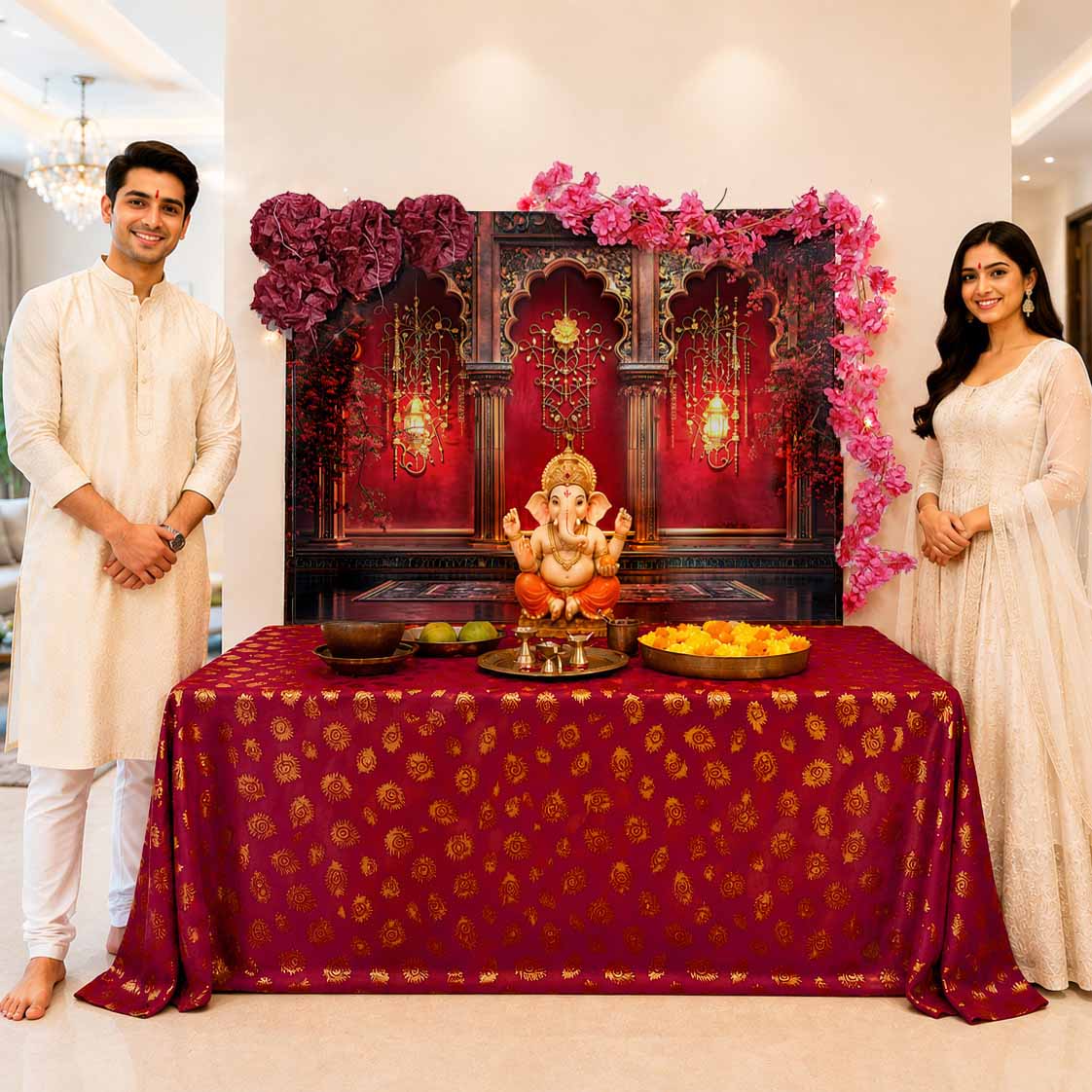 Laal Tilak Palace Arc Theme | Ganesh Chaturthi Decoration Backdrop
