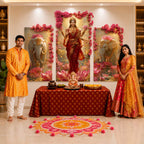 Maa Lakshmi | Maa Lakshmi Digital Painting Backdrop with FREE Premium Decoration Kit | Ganesh Chaturthi