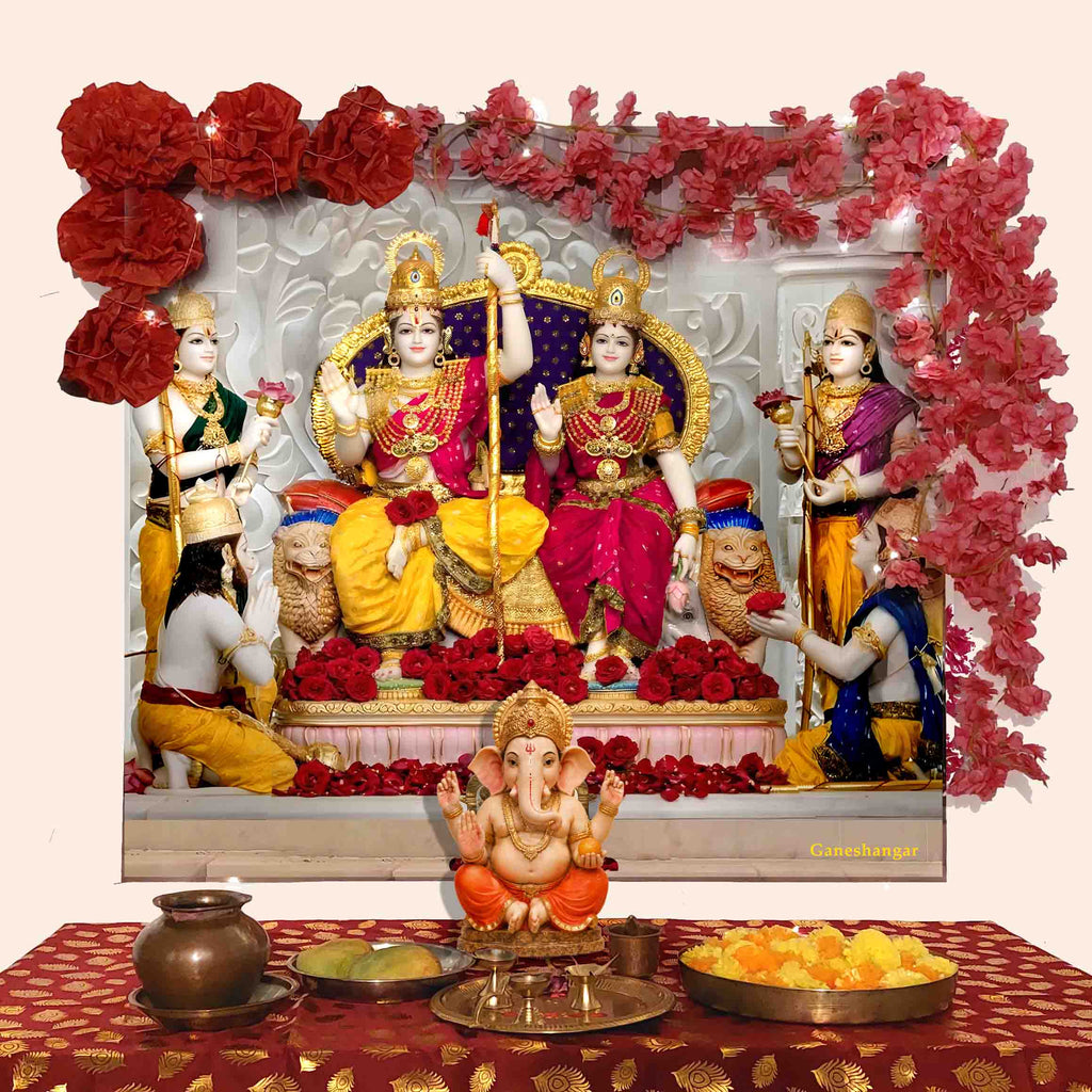 Ram Darbar | Divine Fabric Backdrop with Free Decoration Kit | Ganesh Chaturthi