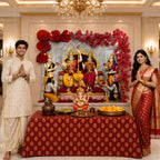 Ram Darbar | Divine Fabric Backdrop with Free Decoration Kit | Ganesh Chaturthi