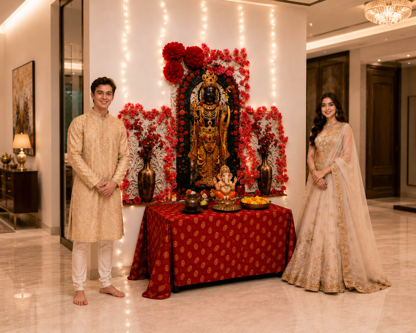 Ram Lalla | Premium Digital Photography Backdrop with FREE Decoration Kit | Ganesh Chaturthi