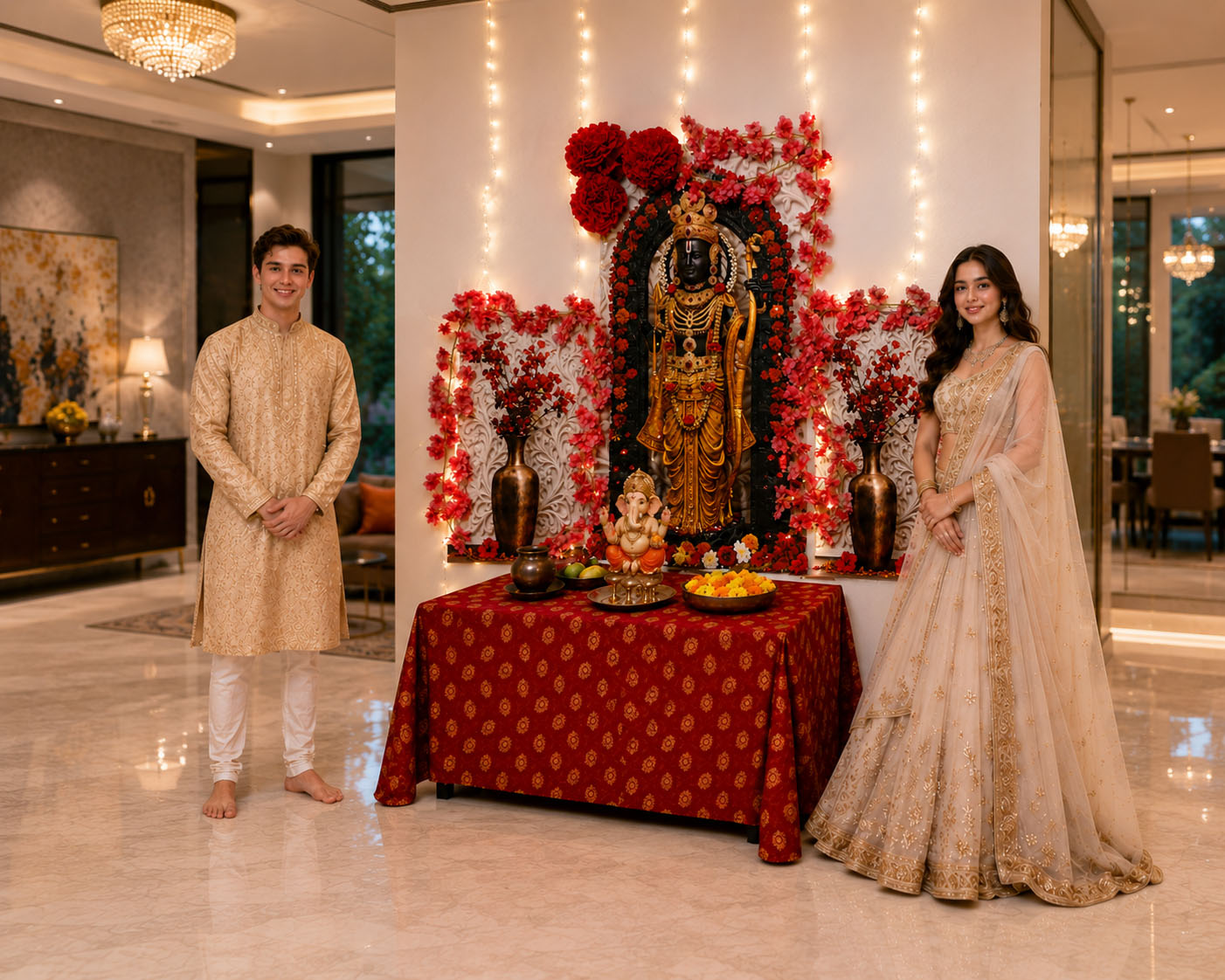 Ram Lalla | Premium Digital Photography Backdrop with FREE Decoration Kit | Ganesh Chaturthi