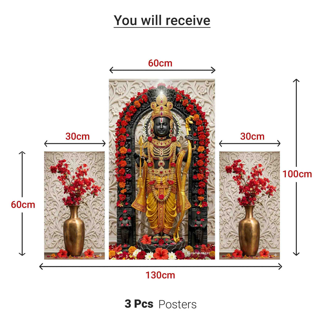 Ram Lalla | Premium Digital Photography Backdrop with FREE Decoration Kit | Ganesh Chaturthi