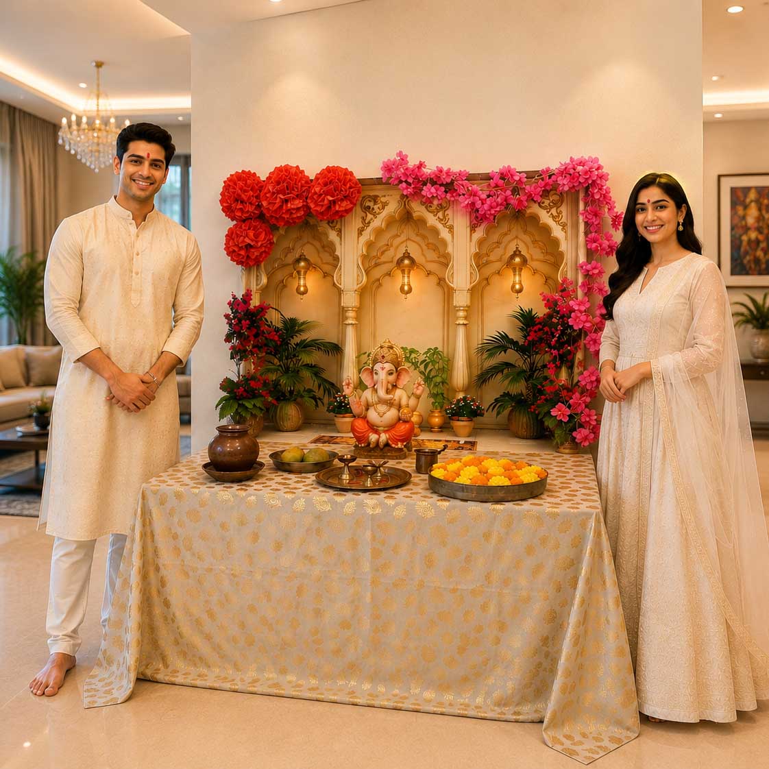 Rajasthan Palace Arc Theme | Ganesh Chaturthi Decoration Backdrop
