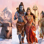 Shiv Parvati | Divine Digital Painting Backdrop with FREE Premium Decoration Kit | Ganesh Chaturthi