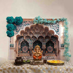 Turquoise Palace Arc Theme | Ganesh Chaturthi Decoration Backdrop