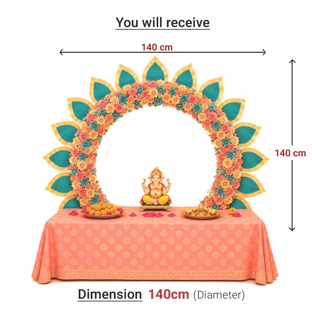 Peacock Self-Assemble Metal Circular Backdrop | Circular Backdrop | Ganesh Chaturthi