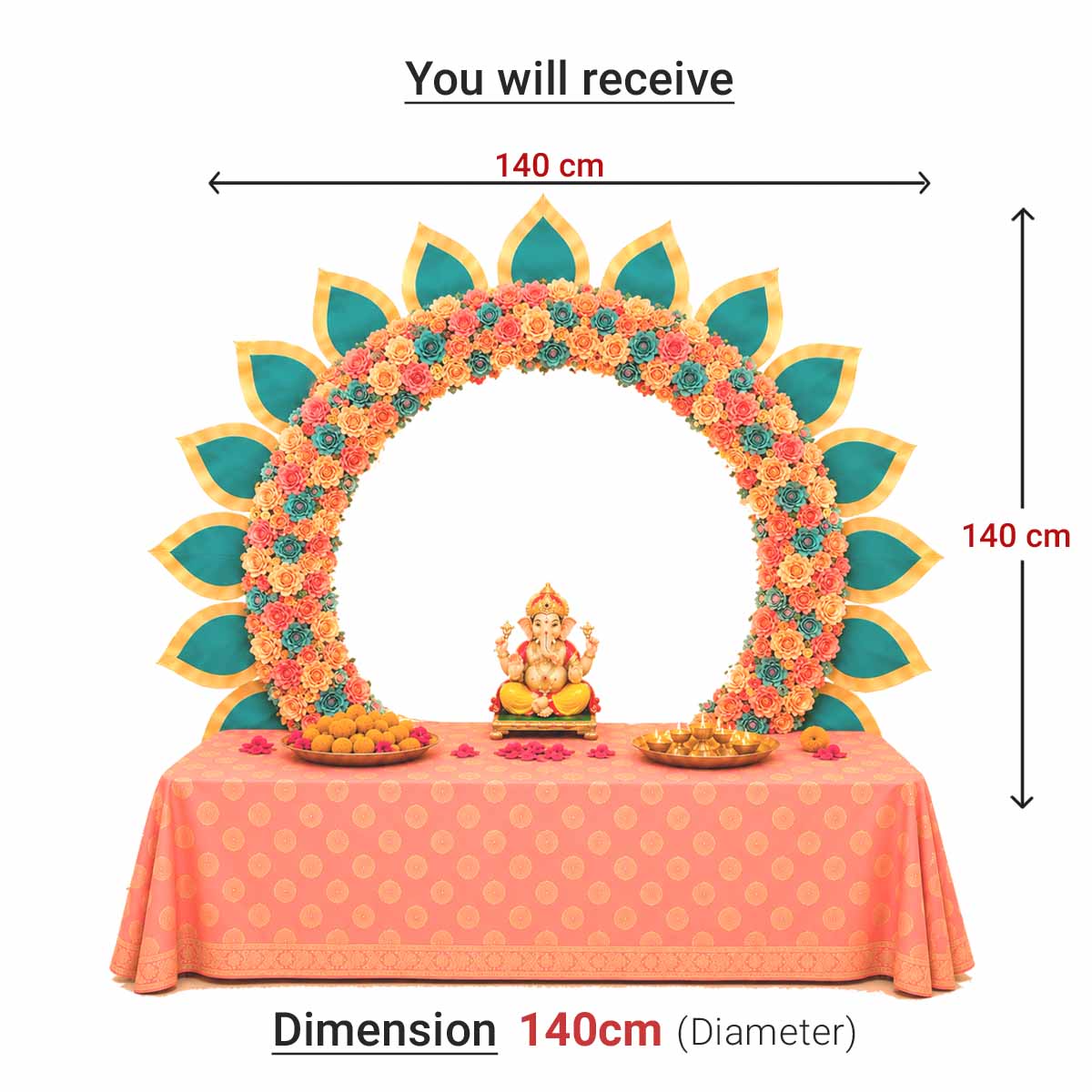 Peacock Self-Assemble Metal Circular Backdrop | Circular Backdrop | Ganesh Chaturthi