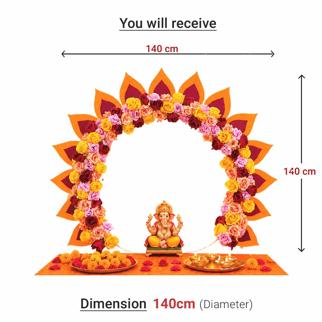 Peacock Self-Assemble Metal Circular Backdrop | Circular Backdrop | Ganesh Chaturthi