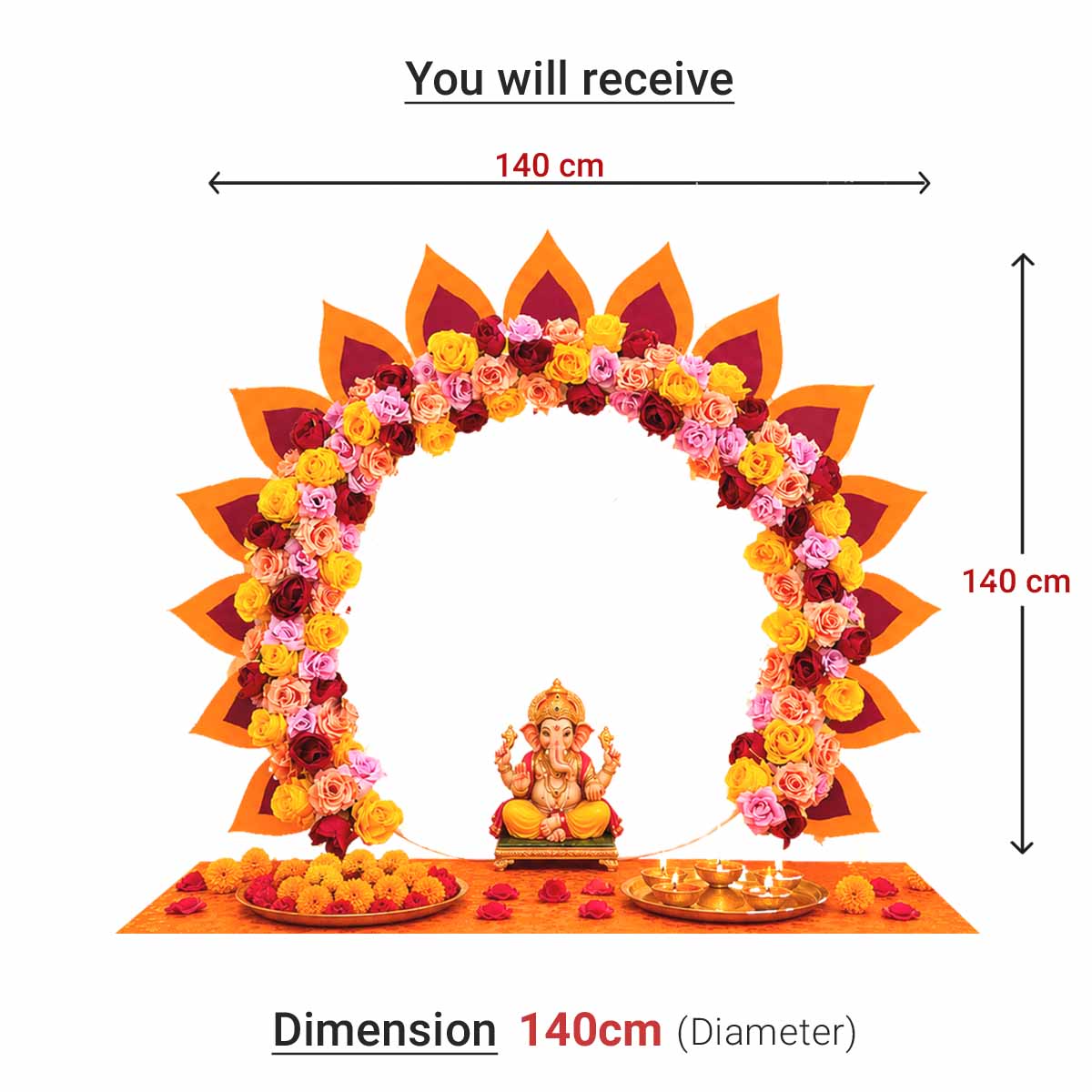 Peacock Self-Assemble Metal Circular Backdrop | Circular Backdrop | Ganesh Chaturthi
