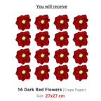 Eco-Friendly Ganesh Chaturthi Decoration Set, 108x108 cm, 16 Crepe Paper Flowers (27x27 cm), Brocade Table Cloth (150x100cm)
