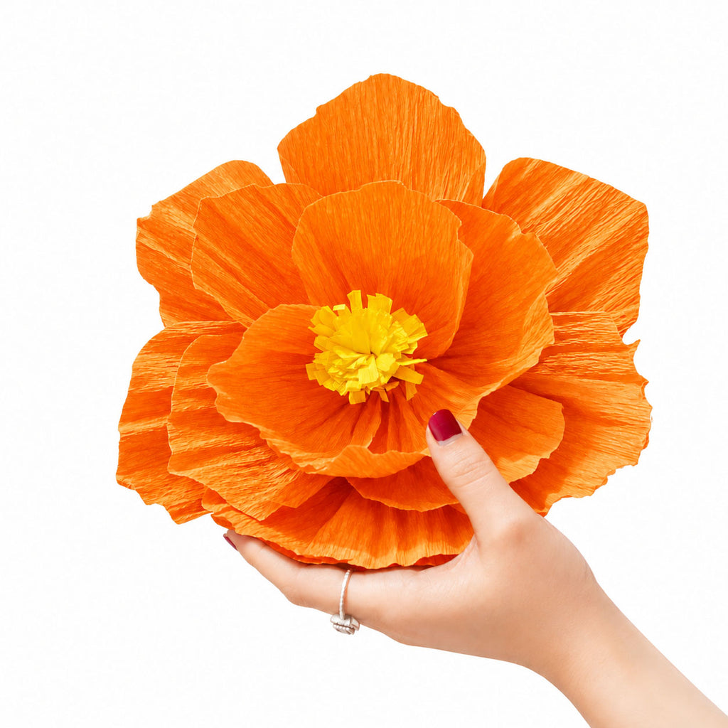 Eco-Friendly Ganesh Chaturthi Decoration Set, 108x108 cm, 16 Crepe Paper Flowers (27x27 cm), Brocade Table Cloth (150x100cm)