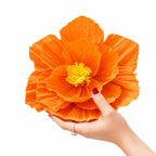 Eco-Friendly Ganesh Chaturthi Decoration Set, 108x108 cm, 16 Crepe Paper Flowers (27x27 cm), Brocade Table Cloth (150x100cm)