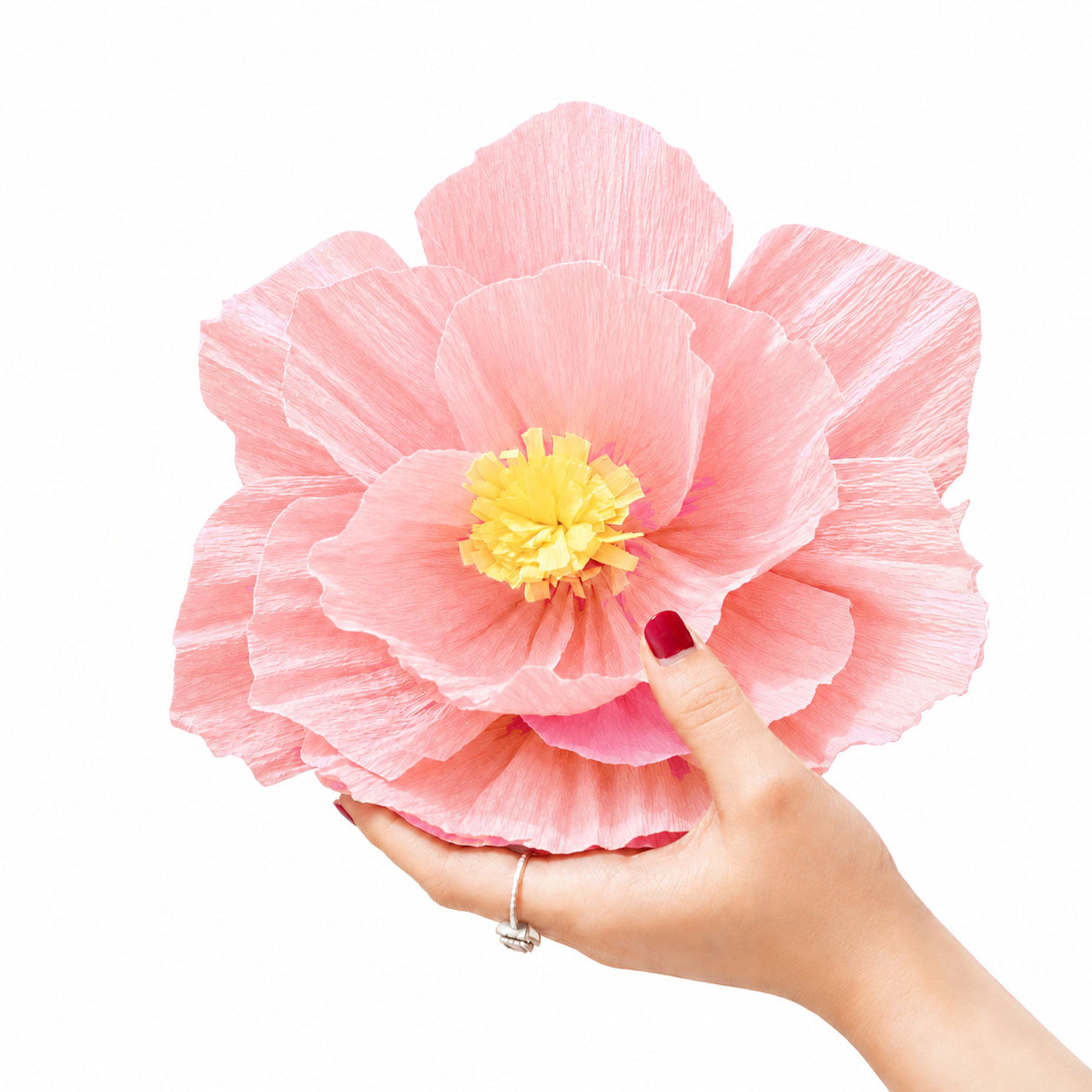 Eco-Friendly Ganesh Chaturthi Decoration Set, 108x108 cm, 16 Crepe Paper Flowers (27x27 cm), Brocade Table Cloth (150x100cm)