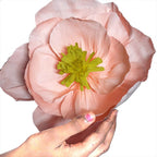 Ganesh Chaturthi Decoration Set, 108x108 cm, 16 Crepe Paper Flowers (27x27 cm), Brocade Table Cloth (150x100cm) (Pastel Pink)