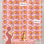 Ganesh Chaturthi Decoration Set, 216x216 cm, 64 Crepe Paper Flowers (27x27 cm), Brocade Table Cloth (150x100cm) (Pink))