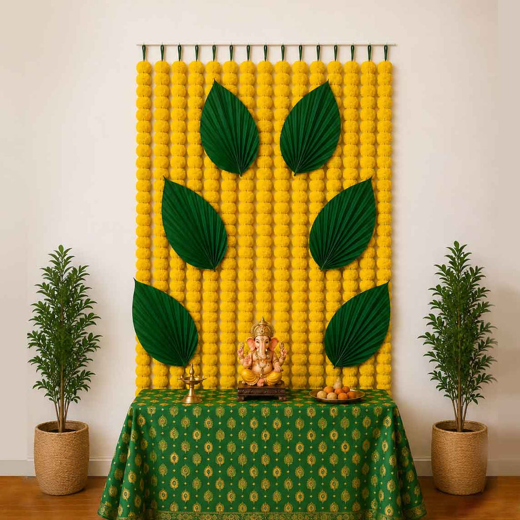 Marogild Palm Harmony Ganesh Backdrop | Ganesh Chaturthi