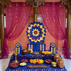 Blue Singhasan Decoration Set for Ganesh Chaturthi | Self Assemble Decoration Set | 200cm x150cm size