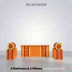 Orange Singhasan Decoration Set for Ganesh Chaturthi | | Self Assemble Decoration Set | 200cm x150cm size (Copy)