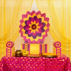 Pink Singhasan Decoration for Ganesh Chaturthi | Self Assemble Decoration Set | 200cm x150cm size