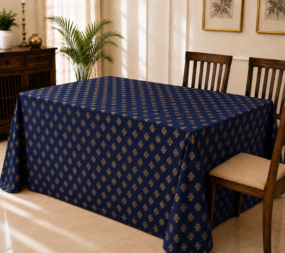 Broquette Table Cloth | Feather Print | 1 x 1 mtr | Ganesh Chaturthi Decoration