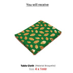 Broquette Table Cloth | Feather Print | 1 x 1 mtr | Ganesh Chaturthi Decoration