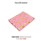 Broquette Table Cloth | Feather Print | 1 x 1 mtr | Ganesh Chaturthi Decoration