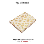 Broquette Table Cloth | Feather Print | 1 x 1 mtr | Ganesh Chaturthi Decoration